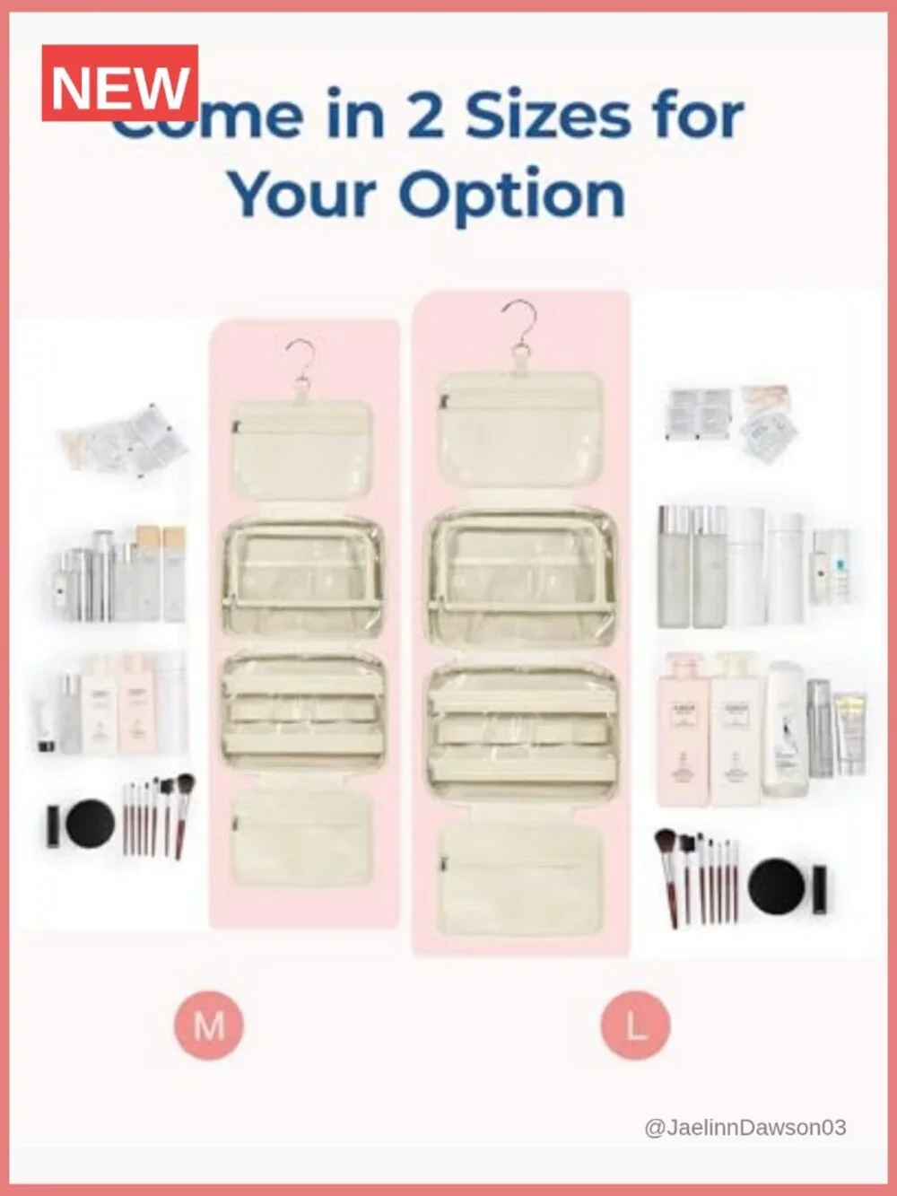Travel Toiletry Bag with Jewelry Organizer, Hanging Puffy Makeup Cosmetic Case